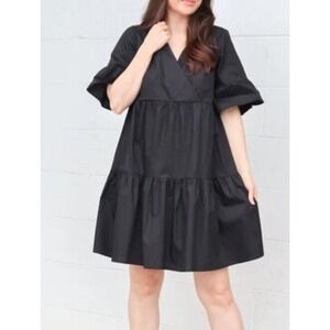 Molly Bracken Mini Dress Women's Medium* Black 100% Cotton Smocked Boho Western‎